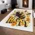 Cute happy bee with flowers on its wings area rugs carpet