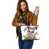 Cute kawaii gray bunny with big eyes leather tote bag