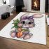 Cute kawaii gray bunny with big eyes area rugs carpet