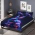 Cute little blue bunny with glowing neon pink bedding set