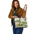 Cute little frog in the water leaather tote bag