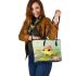 Cute little frog in the water leaather tote bag