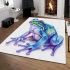 Cute little frog with a blue area rugs carpet