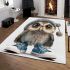 Cute little owl wearing blue sneakers area rugs carpet