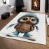 Cute little owl wearing blue sneakers area rugs carpet