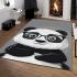 Cute little panda wearing glasses area rugs carpet