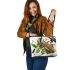 cute locust and music notes and violin with leave Leather Tote Bag