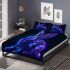 Cute neon blue and purple rabbit with glowing eyes bedding set