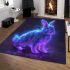 Cute neon bunny with glowing blue and purple fur area rugs carpet