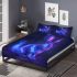 Cute neon bunny with glowing blue and purple fur bedding set