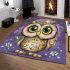 Cute owl cartoon big eyes yellow stars on its head area rugs carpet