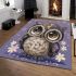 Cute owl cartoon big eyes yellow stars on its head area rugs carpet