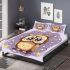 Cute owl cartoon surrounded in the style of stars and flowers bedding set