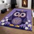 Cute owl cartoon with big eyes and yellow stars on its head area rugs carpet