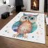 Cute owl clipart pastel watercolor style with glitter area rugs carpet