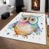 Cute owl clipart pastel watercolor style with glitter area rugs carpet