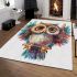 Cute owl clipart with big eyes colorful feathers area rugs carpet