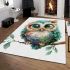 Cute owl clipart with big eyes colorful feathers area rugs carpet