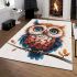 Cute owl clipart with big eyes colorful feathers area rugs carpet