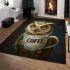 Cute owl holding a coffee cup area rugs carpet