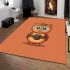 Cute owl holding coffee area rugs carpet