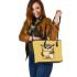 Cute owl holding coffee leather tote bag