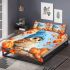 Cute owl in blue hat sitting on the log surrounded bedding set