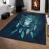 Cute owl sitting on a dreamcatcher area rugs carpet