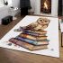 Cute owl sitting on top of books area rugs carpet