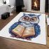 Cute owl teacher with a book and glasses area rugs carpet