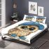 Cute owl wearing a blue cap and shoes bedding set