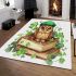 Cute owl wearing a green beret area rugs carpet