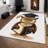 Cute owl wearing glasses and a graduation hat area rugs carpet