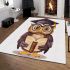 Cute owl wearing glasses and a graduation hat area rugs carpet