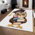 Cute owl wearing glasses and a graduation hat area rugs carpet