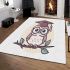 Cute owl wearing glasses and a graduation hat area rugs carpet