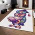 Cute owl wearing glasses and a graduation hat area rugs carpet