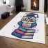 Cute owl wearing glasses and holding books area rugs carpet