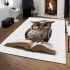 Cute owl wearing glasses reading books area rugs carpet