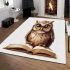 Cute owl wearing glasses reading books area rugs carpet