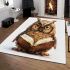 Cute owl wearing glasses reading books area rugs carpet