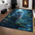 Cute owl with big blue eyes area rugs carpet