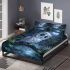 Cute owl with big blue eyes perched bedding set