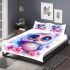 Cute owl with big eyes and a pink and blue gradient color scheme bedding set