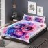 Cute owl with big eyes and a pink and blue gradient color scheme bedding set