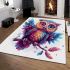 Cute owl with big eyes colorful feathers and beautiful wings perched area rugs carpet