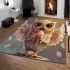 Cute owl with big eyes holding an ice cream area rugs carpet