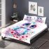 Cute owl with big eyes pink and blue gradient colors bedding set