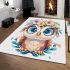 Cute owl with flowers on its head area rugs carpet