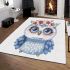 Cute owl with flowers on its head area rugs carpet